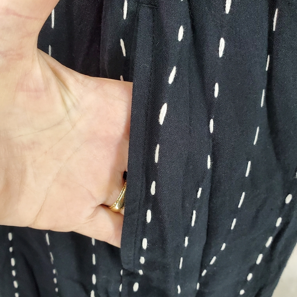 J. Jill Pure Jill Easy A-line Maxi Dress Black/White Lagenlook Cotton Boho Belt - Picture 12 of 15